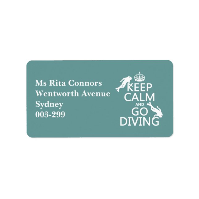 Keep Calm and Go (scuba) Diving (all colours) Label (Front)