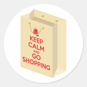 Keep Calm and Go Shopping (bag1) Classic Round Sticker