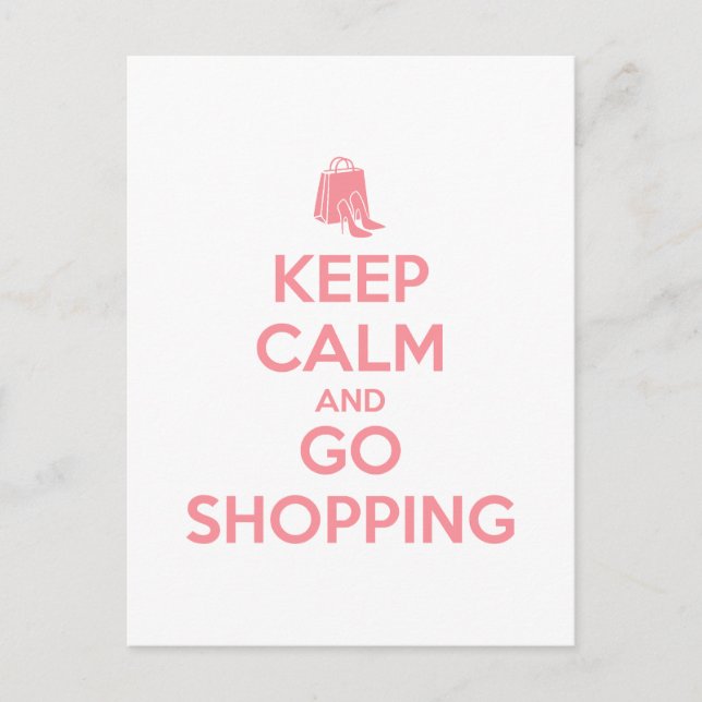 Keep Calm and Go Shopping Postcard (Front)