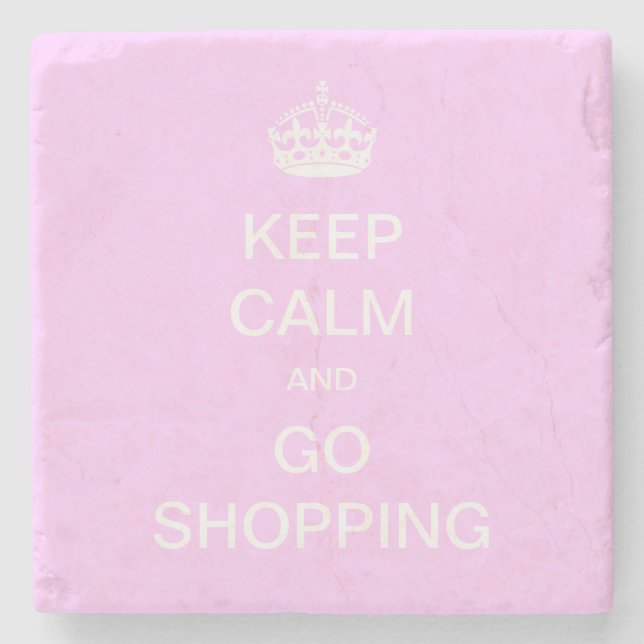 Keep Calm and Go Shopping Stone Coaster (Front)