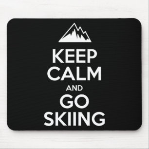 Keep calm and go skiing funny skier mouse pad