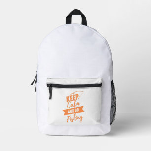 keep calm and go to fishing printed backpack