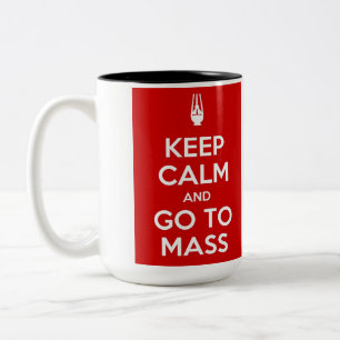 Keep Calm and Go to Mass Two-Tone Coffee Mug