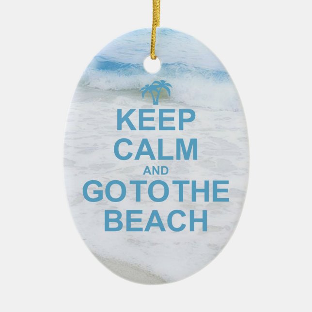 Keep Calm And Go To The Beach Ceramic Tree Decoration (Front)