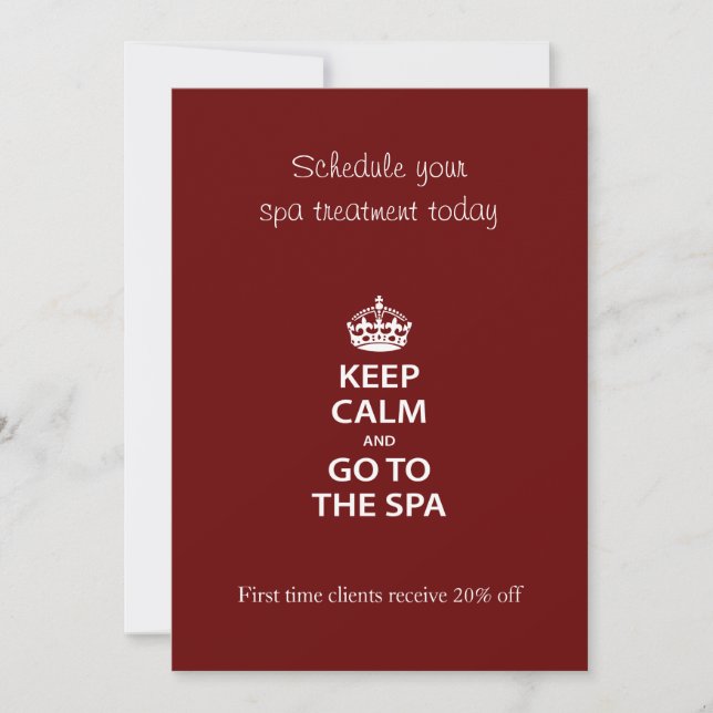 Keep Calm and Go To the Spa Invitation (Front)