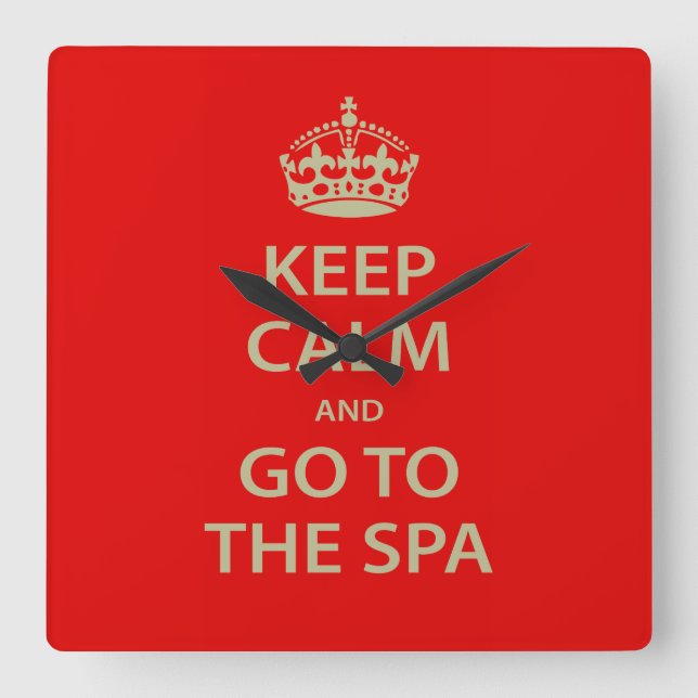 Keep Calm and Go To the Spa Square Wall Clock (Front)