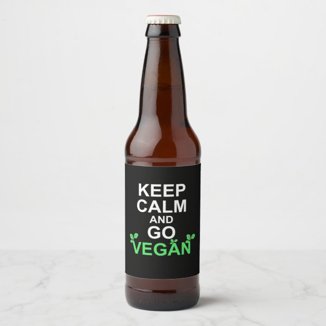 Keep Calm And Go Vegan Beer Bottle Label (Front)