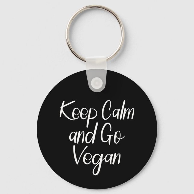 Keep Calm and Go Vegan Key Ring (Front)