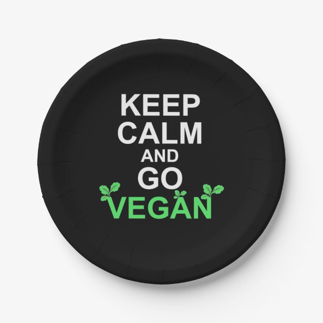 Keep Calm And Go Vegan Paper Plate (Front)