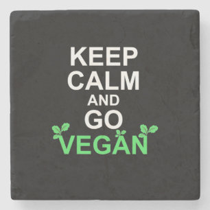 Keep Calm And Go Vegan Stone Coaster