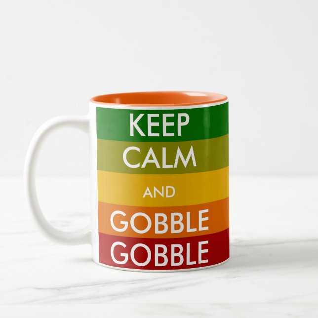 KEEP CALM and GOBBLE GOBBLE Two-Tone Coffee Mug (Left)