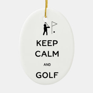 Keep Calm and Golf Ceramic Ornament