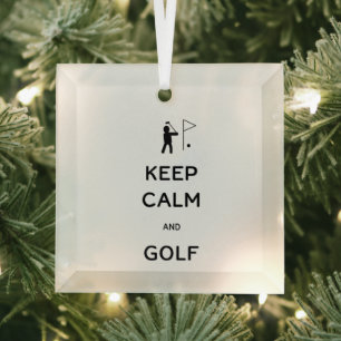 Keep Calm and Golf Glass Tree Decoration