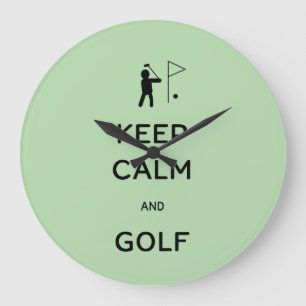 Keep Calm and Golf Large Clock