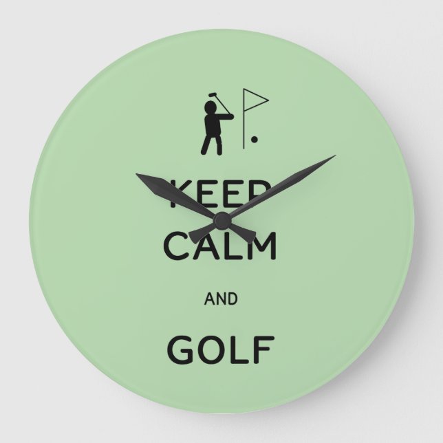 Keep Calm and Golf Large Clock (Front)