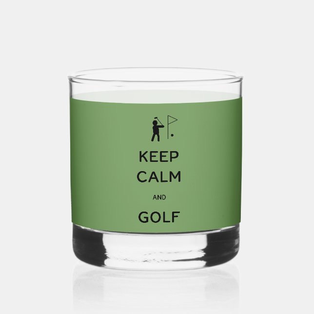 Keep Calm and Golf Whiskey Glass (Front)