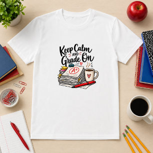 Keep Calm and Grade On Teacher Humour T-Shirt