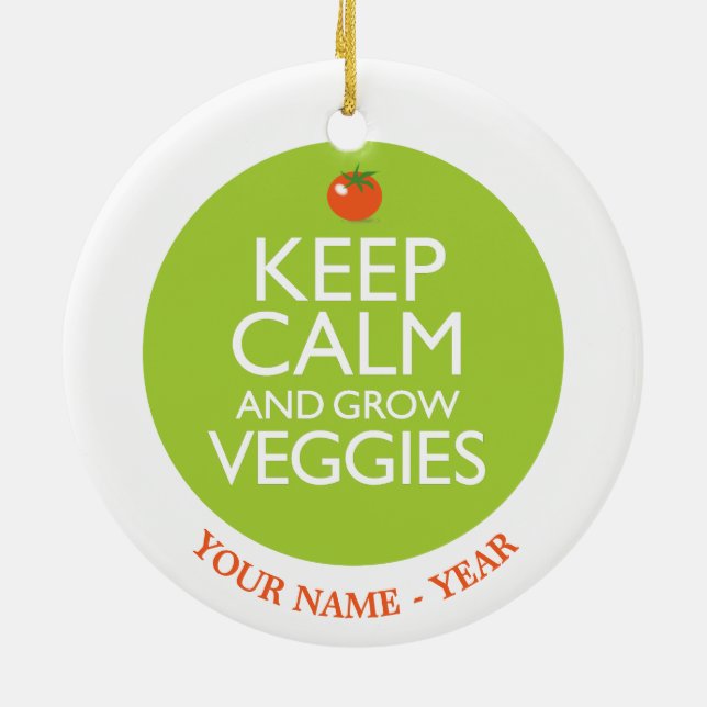 Keep Calm and Grow Veggies 2 Ceramic Tree Decoration (Back)