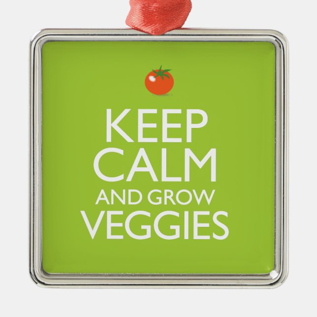 Keep Calm and Grow Veggies Metal Tree Decoration (Front)