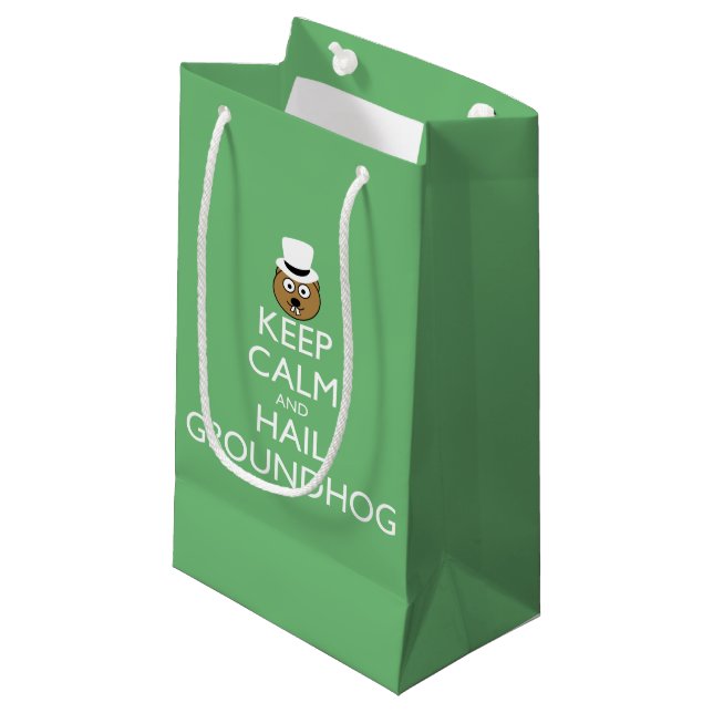 KEEP CALM AND HAIL GROUNDHOG SMALL GIFT BAG (Front Angled)