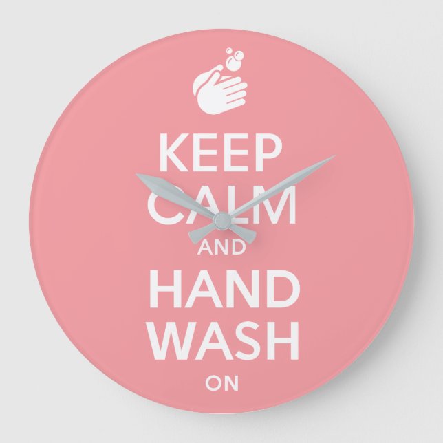 Keep Calm And Hand Wash On - Coronavirus & Flu Large Clock (Front)