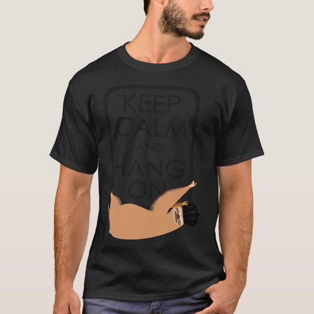 Keep Calm And Hang On Happy Sloth Fitted T-Shirt (Front)