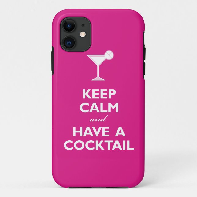 Keep Calm and Have A Cocktail (hot pink) Case-Mate iPhone Case (Back)