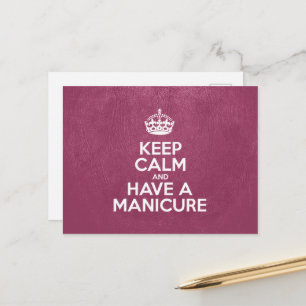 Keep Calm and Have a Manicure, Pink Leather, Crown Postcard