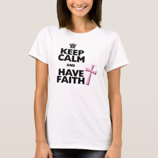 Keep Calm and Have Faith pink-polka-dot cross T-Shirt