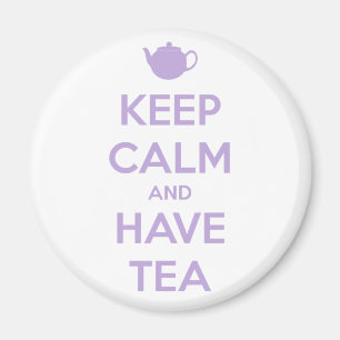 Keep Calm and Have Tea Lavender Round Magnet