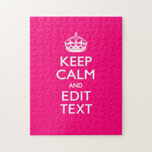 KEEP CALM AND Have Your Text EASILY PINK Jigsaw Puzzle
