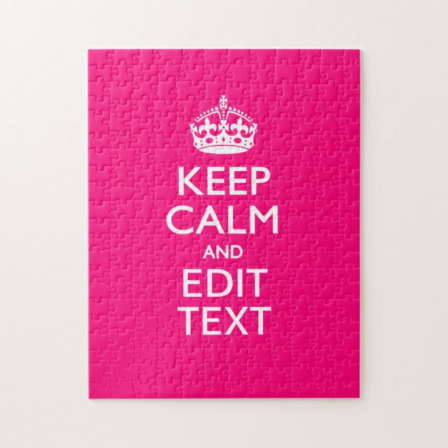 KEEP CALM AND Have Your Text EASILY PINK Jigsaw Puzzle (Vertical)