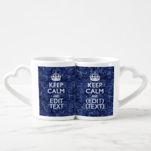 Keep Calm And Have Your Text Navy Digital Camo Coffee Mug Set