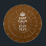 Keep Calm And Have Your Text on Brown Dartboard<br><div class="desc">Your personalised Keep Calm saying on a fine custom brown accent colour decor. A personalised Keep Calm style saying on a one of a kind gift. Humourous or whimsical try on your creative words on two editable lines of text. Remember to use CAPITAL letters for best results. Embroidery designs are...</div>