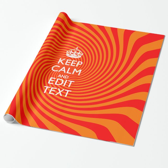 Keep Calm And Have Your Text Orange Swirl Wrapping Paper (Unrolled)