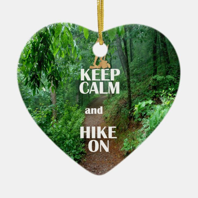 Keep Calm and Hike On Ceramic Tree Decoration (Front)
