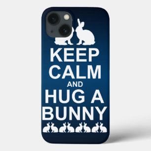 Keep Calm and  Hug a Bunny iPad Case (Blue/Black)