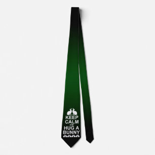Keep Calm and Hug a Bunny Tie Dbl(Green/Black)