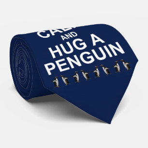 Keep Calm and Hug a Penguin Tie (Navy)