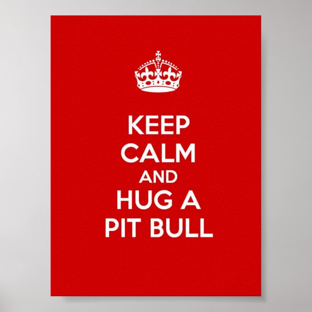 Keep Calm and Hug a Pit Bull Poster (Front)