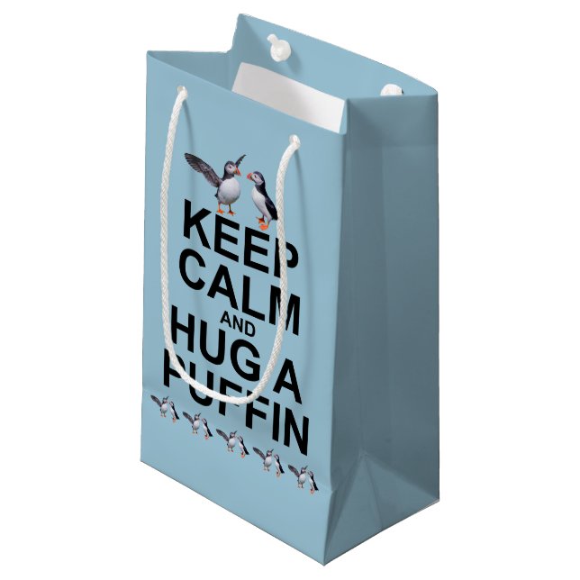 Keep Calm and Hug a Puffin Gift Bag (Front Angled)