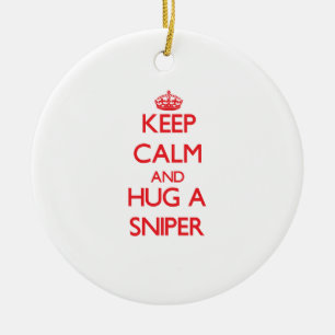 Keep Calm and Hug a Sniper Ceramic Tree Decoration