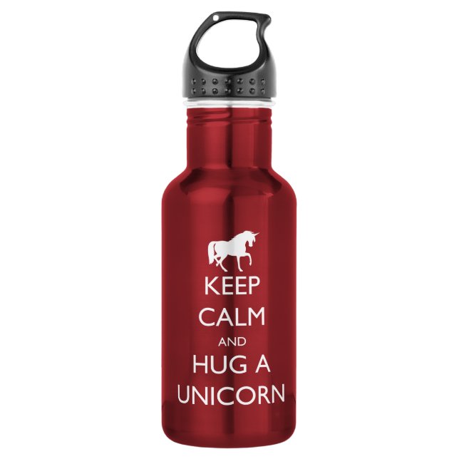 Keep Calm and Hug a Unicorn 532 Ml Water Bottle (Front)