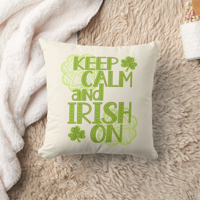 Keep Calm and Irish On Fun St. Patrick's Day Cushion (Blanket)