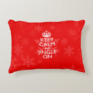 Keep Calm And Jingle On Red Decorative Cushion
