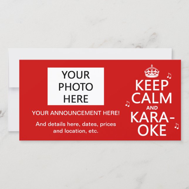 Keep Calm and Karaoke (customise colour) Announcement (Front)