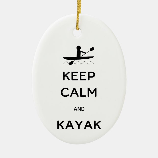 Keep Calm and Kayak Ceramic Tree Decoration (Front)