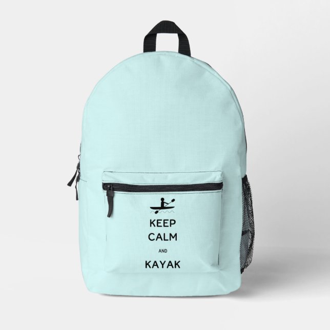 Keep Calm and Kayak Custom Name Printed Backpack (Front)
