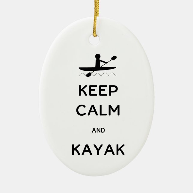 Keep Calm and Kayak with Name Date Ceramic Ornament (Front)