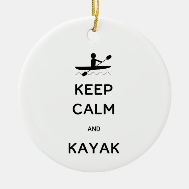 Keep Calm and Kayak with Year Ceramic Ornament (Front)
